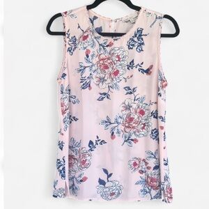 Pale Sky Light Pink Floral Sleeveless Top